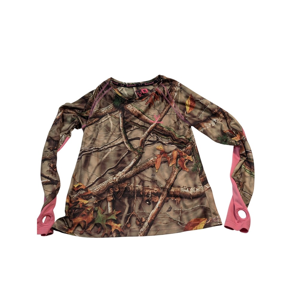 Huntworth Women Camo Performance Top M Brown Pink 927-W-210T